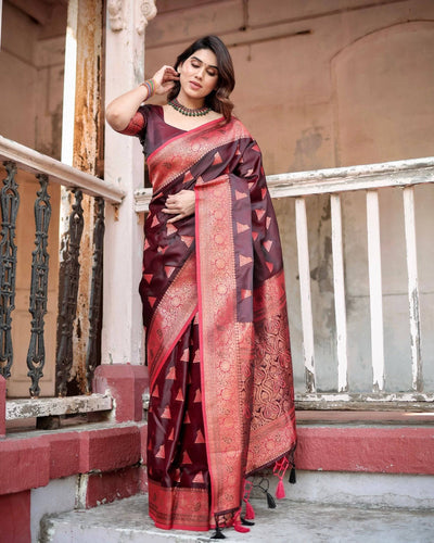 Pure Gaji Silk Saree Weaved With  Zari Comes With Tassels