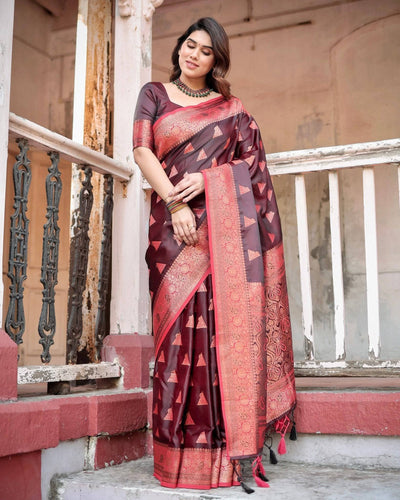 Pure Gaji Silk Saree Weaved With  Zari Comes With Tassels