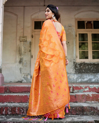 Pure Gaji Silk Saree Weaved With  Zari Comes With Tassels