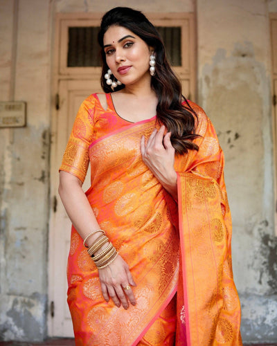 Pure Gaji Silk Saree Weaved With  Zari Comes With Tassels