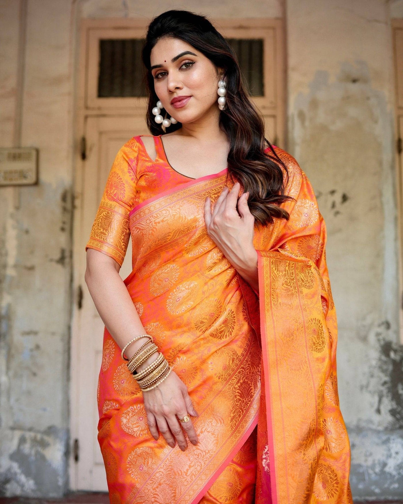 Pure Gaji Silk Saree Weaved With  Zari Comes With Tassels