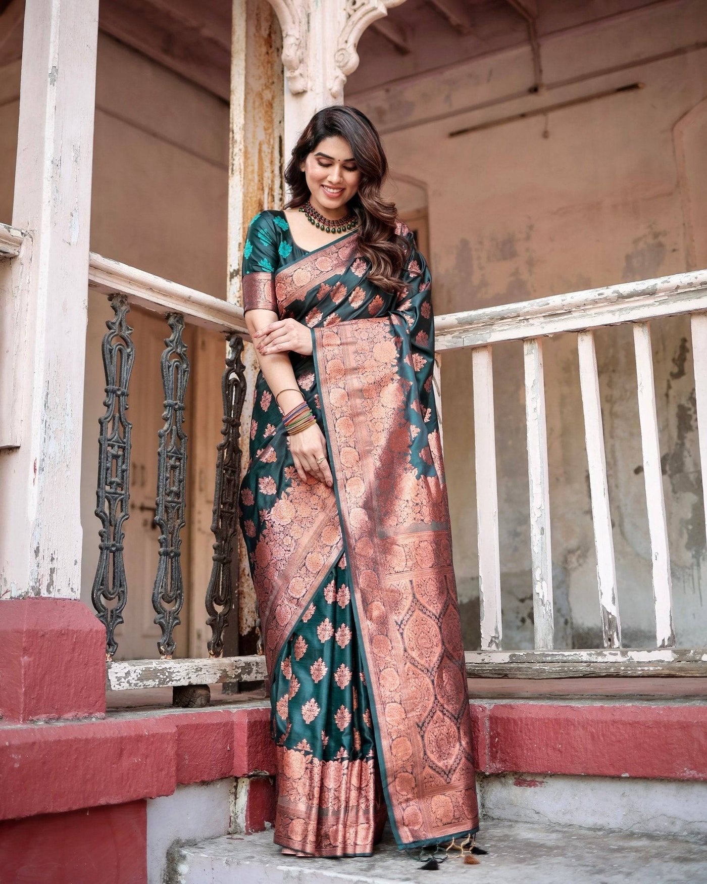 Pure Gaji Silk Saree Weaved With  Zari Comes With Tassels