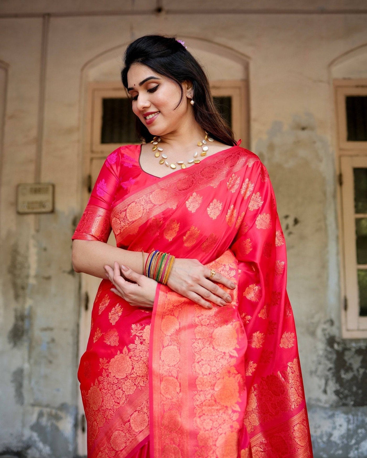 Pure Gaji Silk Saree Weaved With  Zari Comes With Tassels