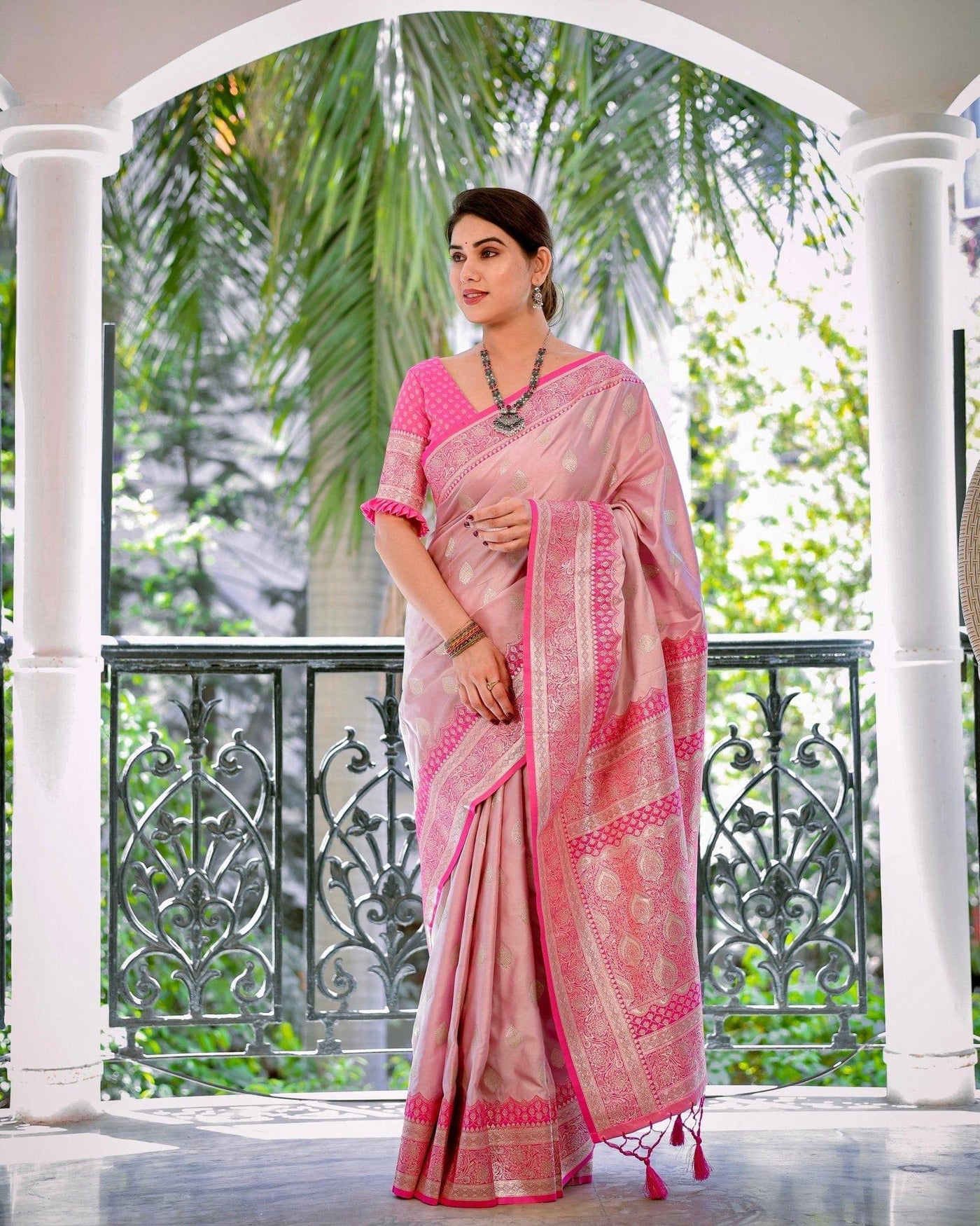 Pure Gaji Silk Saree Weaved With  Zari Comes With Tassels