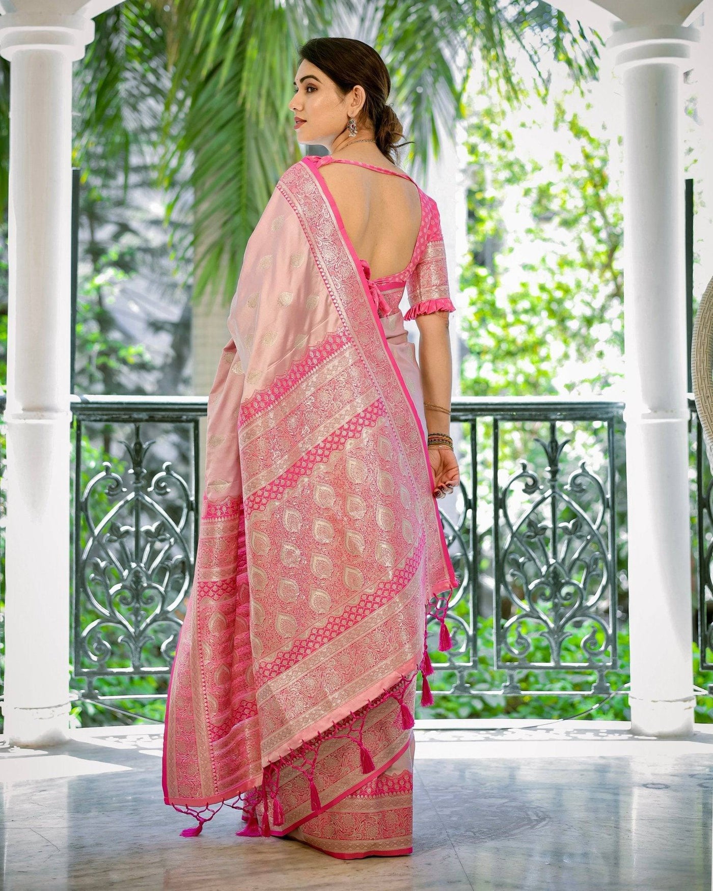 Pure Gaji Silk Saree Weaved With  Zari Comes With Tassels