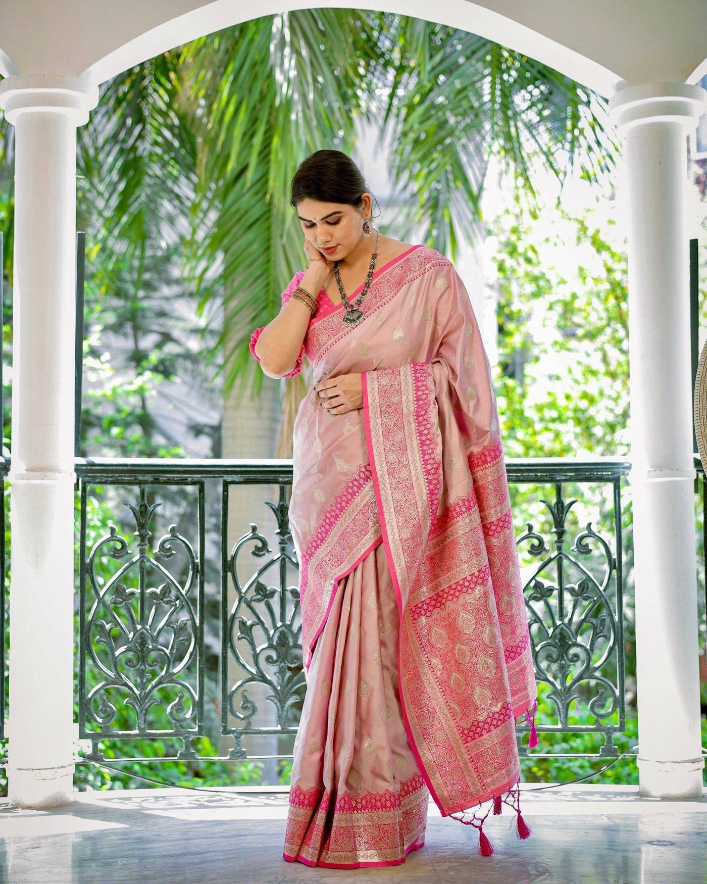 Pure Gaji Silk Saree Weaved With  Zari Comes With Tassels