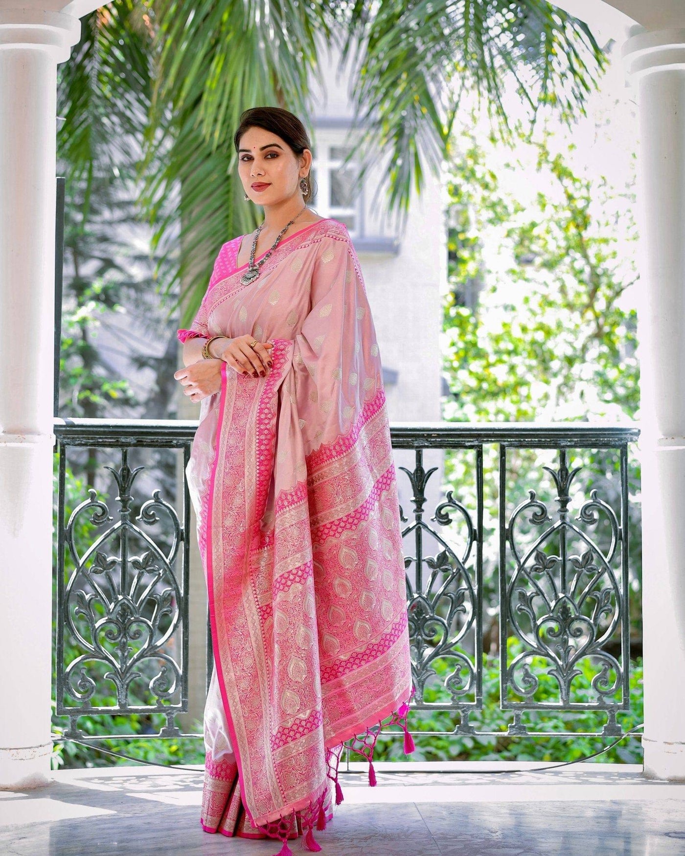 Pure Gaji Silk Saree Weaved With  Zari Comes With Tassels