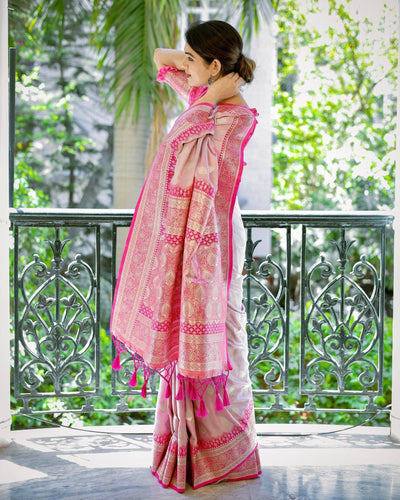 Pure Gaji Silk Saree Weaved With  Zari Comes With Tassels