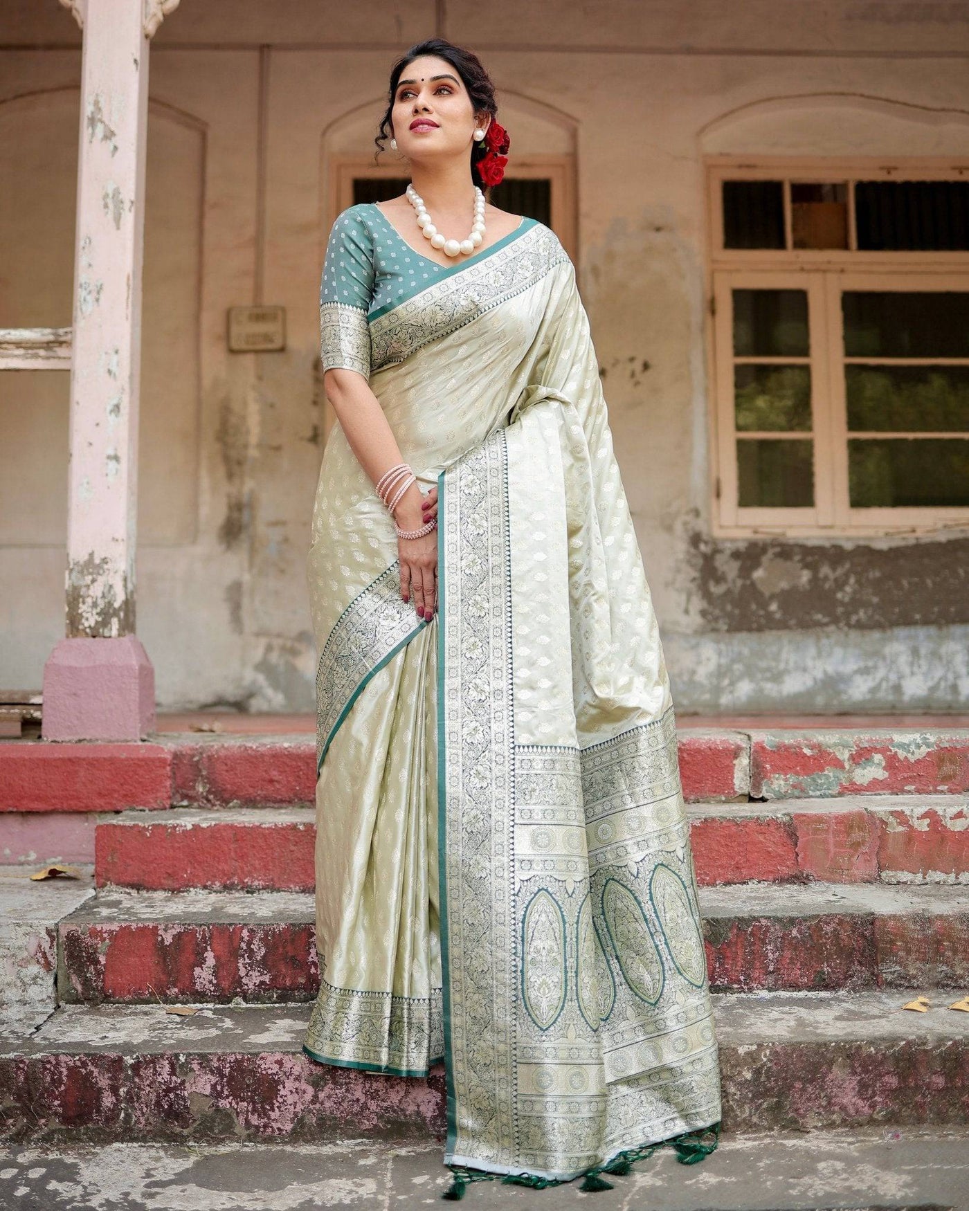 Pure Gaji Silk Saree Weaved With  Zari Comes With Tassels