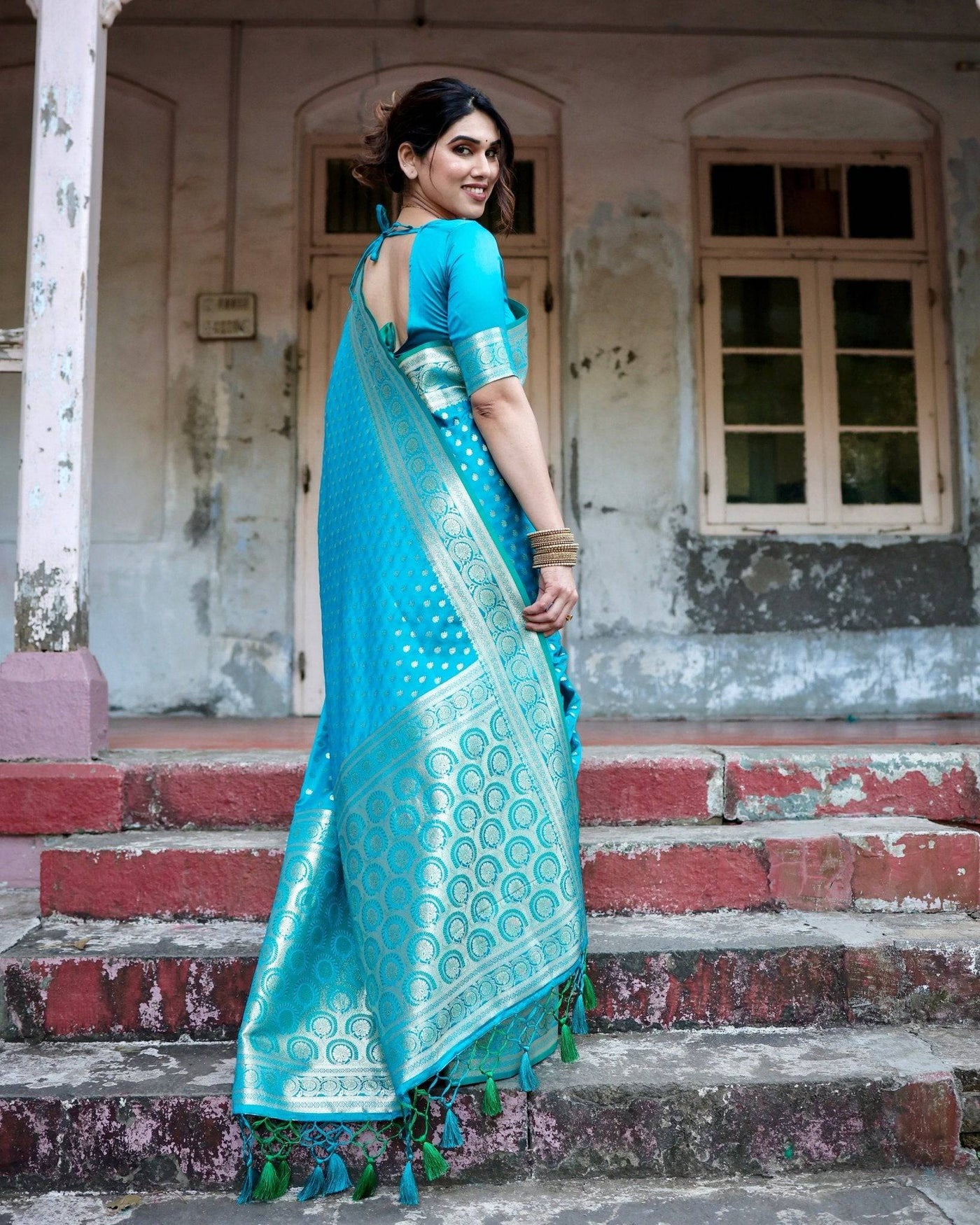 Pure Gaji Silk Saree Weaved With  Zari Comes With Tassels