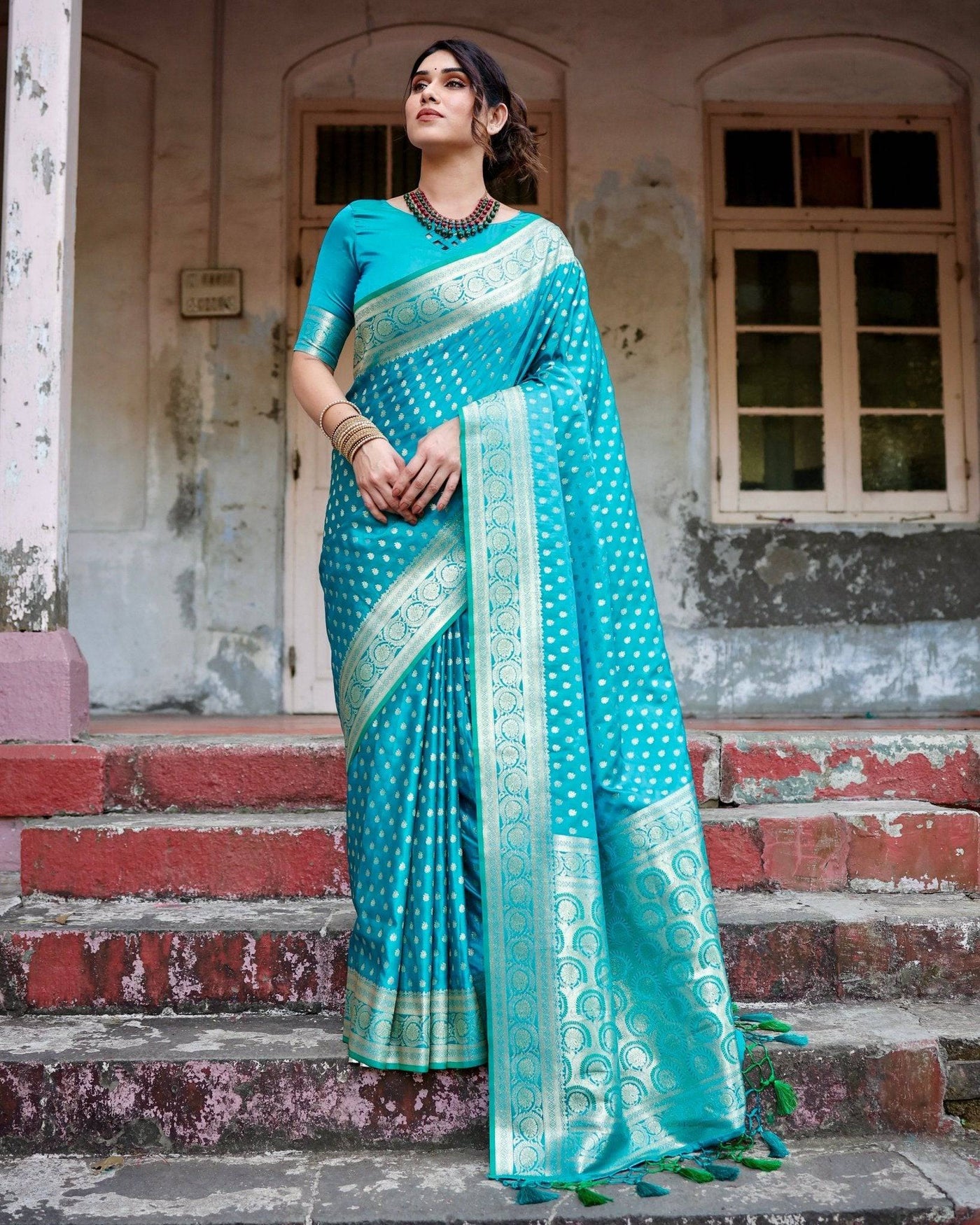 Pure Gaji Silk Saree Weaved With  Zari Comes With Tassels