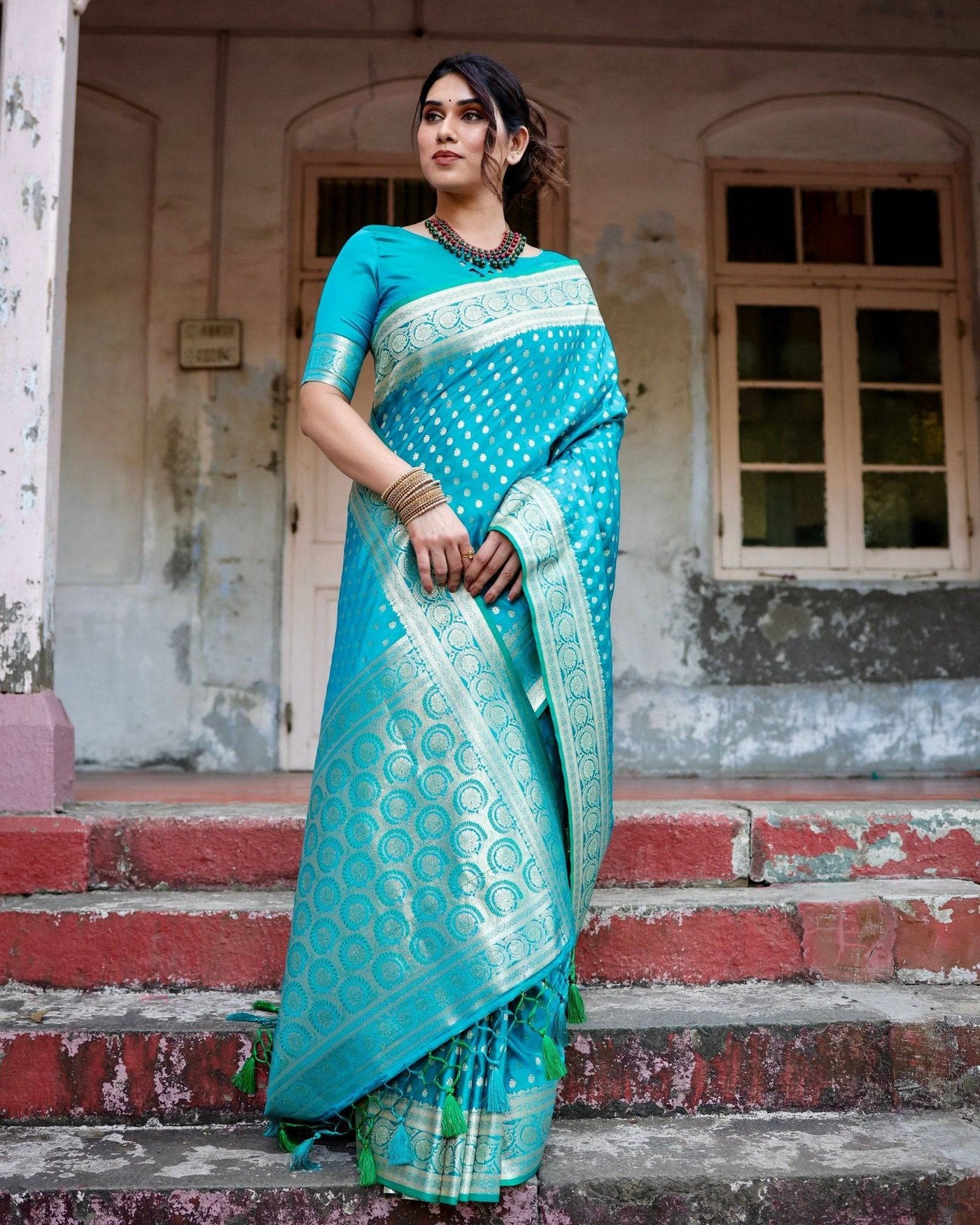 Pure Gaji Silk Saree Weaved With  Zari Comes With Tassels