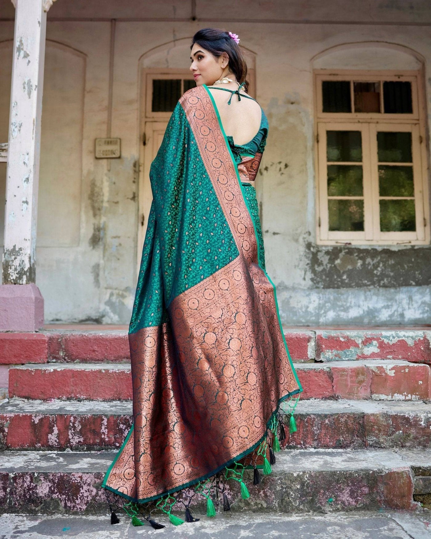 Pure Gaji Silk Saree Weaved With  Zari Comes With Tassels