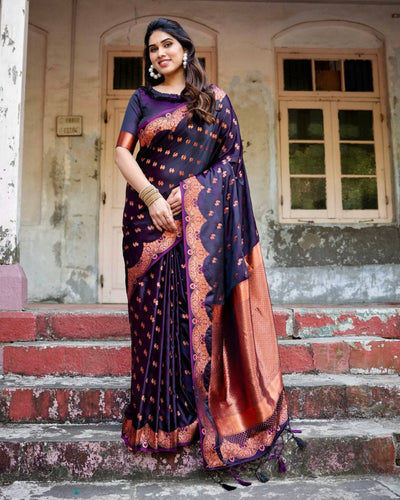 Pure Gaji Silk Saree Weaved With  Zari Comes With Tassels