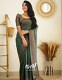 Green Pure Kanjivaram Silk Saree With Moiety Blouse Piece