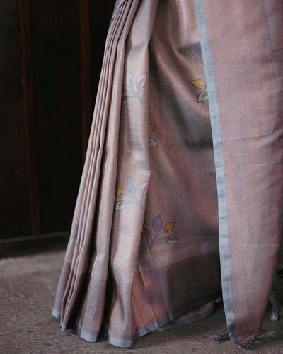 Grey Pure Kanjivaram Silk Saree With Attractive Blouse Piece - Almaari Fashion