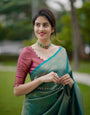 Rama Pure Kanjivaram Silk With Twirling Blouse Piece