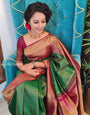 Green Pure Kanjivaram Silk With Confounding Blouse Piece