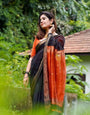 Black Pure Kanjivaram Silk Saree Stylish Blouse Piece