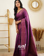 Magenta Pure Kanjivaram Silk Saree With Moiety Blouse Piece