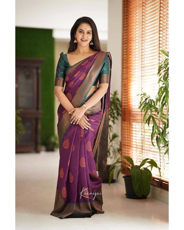 Magenta Pure Kanjivaram Silk With Attractive Blouse Piece