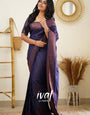 Navy Blue Pure Kanjivaram Silk Saree With Lovely Blouse Piece