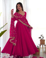 Colorful Georgette Anarkali Gown Set with Dupatta & Pants – Perfect for Festivities