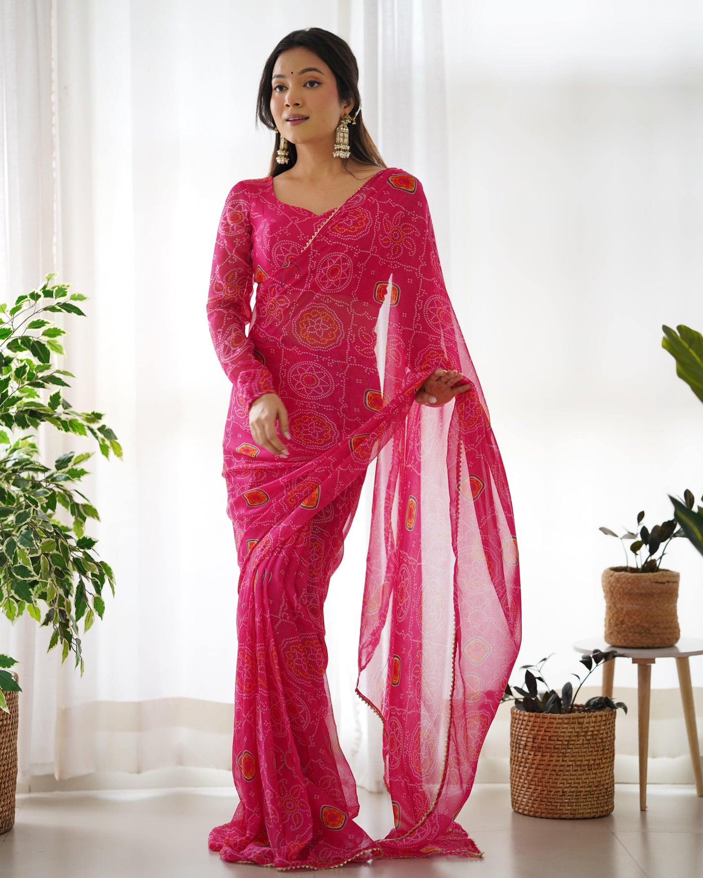 Ready-to-Wear Pre-Draped Lightweight Chiffon Saree.