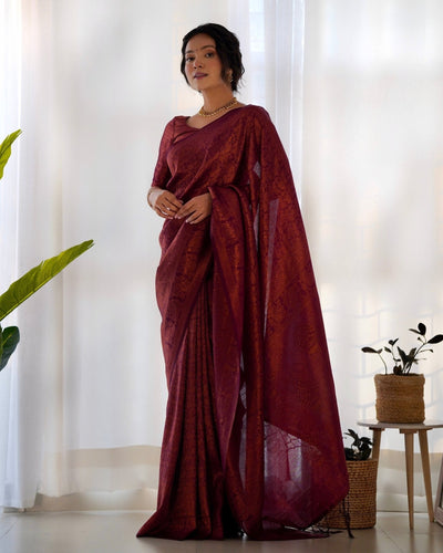 Kuber Pattu Silk Saree, Exuding Regal Charm With Its Rich Pallu And Intricate Brocade Blouse, Elegantly Adorned With Enchanting Tassels On The Saree's Edge. - Almaari Fashion