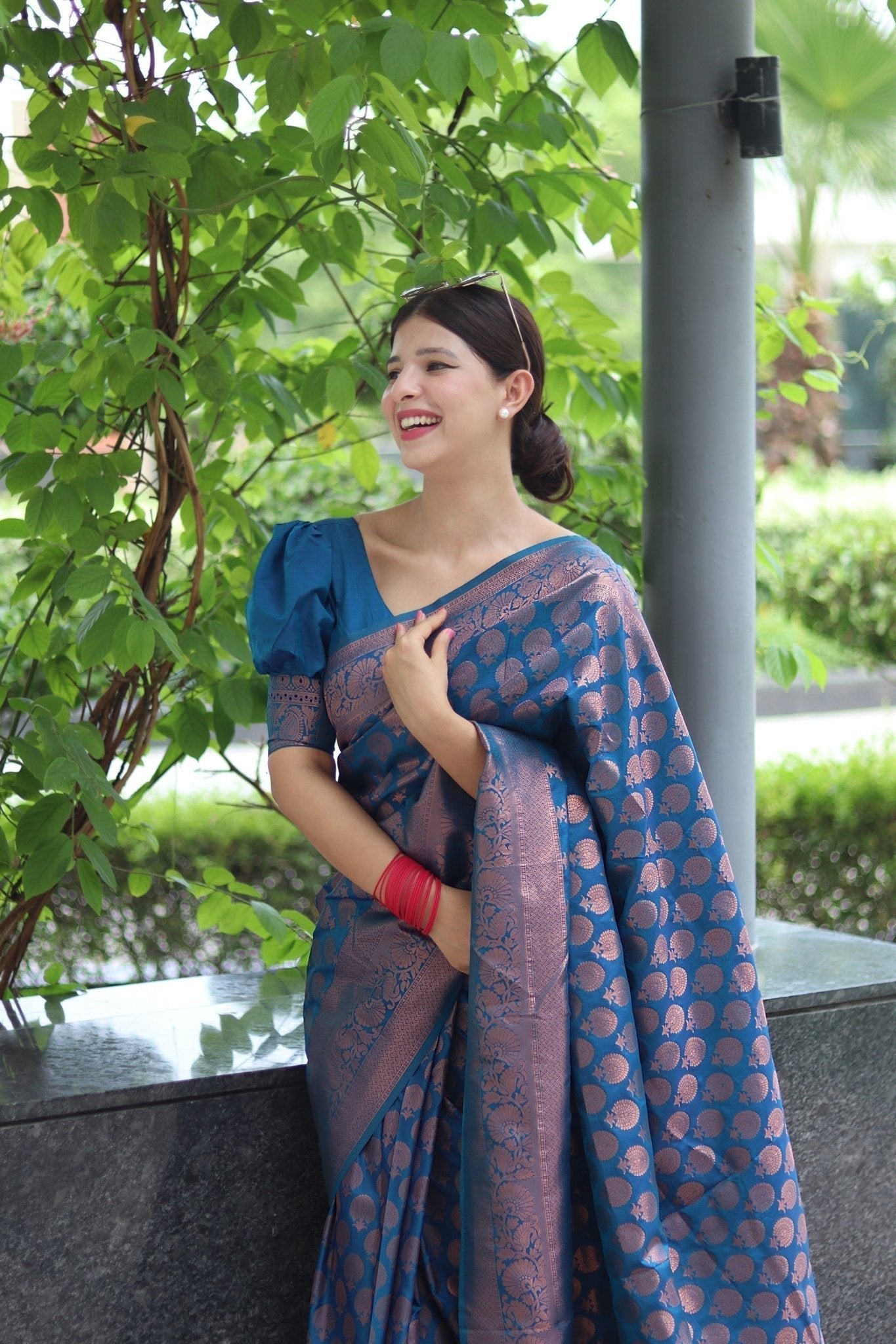 Kuber Pattu Silk Saree, Exuding Regal Charm With Its Rich Pallu And Intricate Brocade Blouse, Elegantly Adorned With Enchanting Tassels On The Saree's Edge. - Almaari Fashion