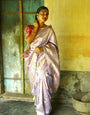 Lavender  Pure Banarasi Silk Saree With Twirling Blouse Piece
