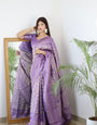 Lavender Pure Kanjivaram Silk Saree With Twirling Blouse Piece
