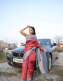 Magenta Pure Kanjivaram Silk Saree With Engrossing Maroon Blouse Piece