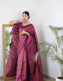 Magenta Pure Kanjivaram Silk Saree With Twirling Blouse Piece