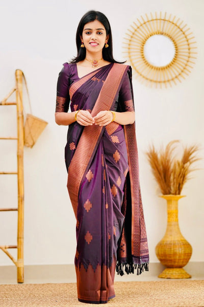 Magenta Pure Kanjivaram Silk With Confounding Blouse Piece - Almaari Fashion