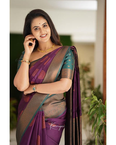 Magenta Pure Pure Banarasi Silk With Attractive Blouse Piece - Almaari Fashion