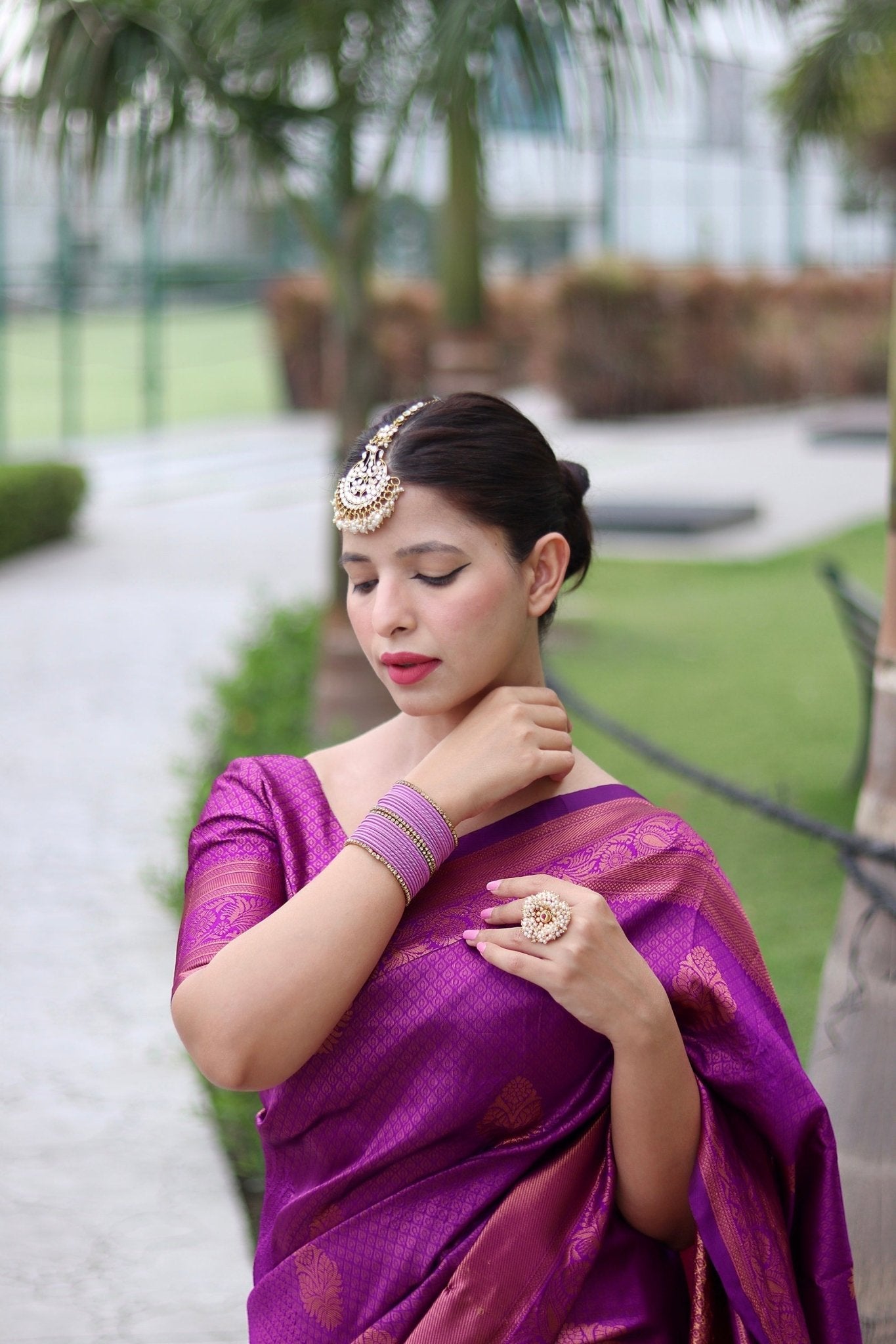 Magenta With Copper Zari Combination Pure Banarasi Silk Saree Stylish Blouse Piece - Almaari Fashion