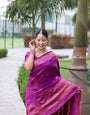 Magenta With Copper Zari Combination Pure Kanjivaram Silk Saree Stylish Blouse Piece