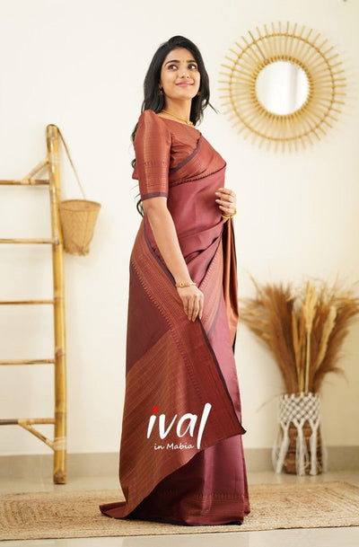 Maroon Pure Kanjivaram Silk Saree With Lovely Blouse Piece - Almaari Fashion