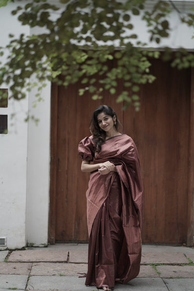 Maroon Pure Pure Banarasi Silk With Confounding Blouse Piece - Almaari Fashion