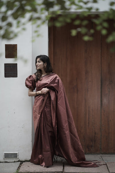 Maroon Pure Pure Banarasi Silk With Confounding Blouse Piece - Almaari Fashion