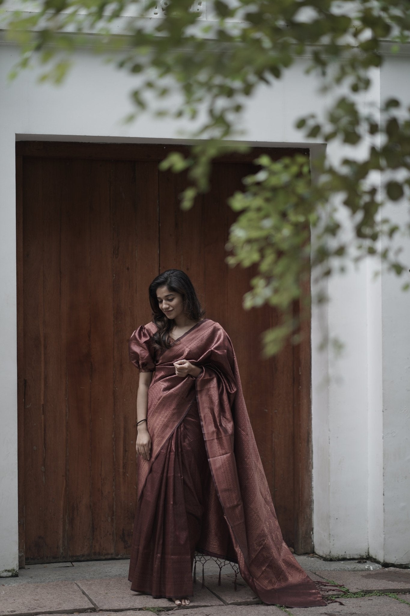 Maroon Pure Pure Banarasi Silk With Confounding Blouse Piece - Almaari Fashion