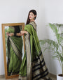 Mintgreen & Black Border Pure Kanjivaram Silk Saree Stylish Blouse Piece