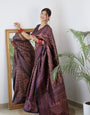 Navy Blue Pure Kanjivaram Silk Saree With Twirling Blouse Piece