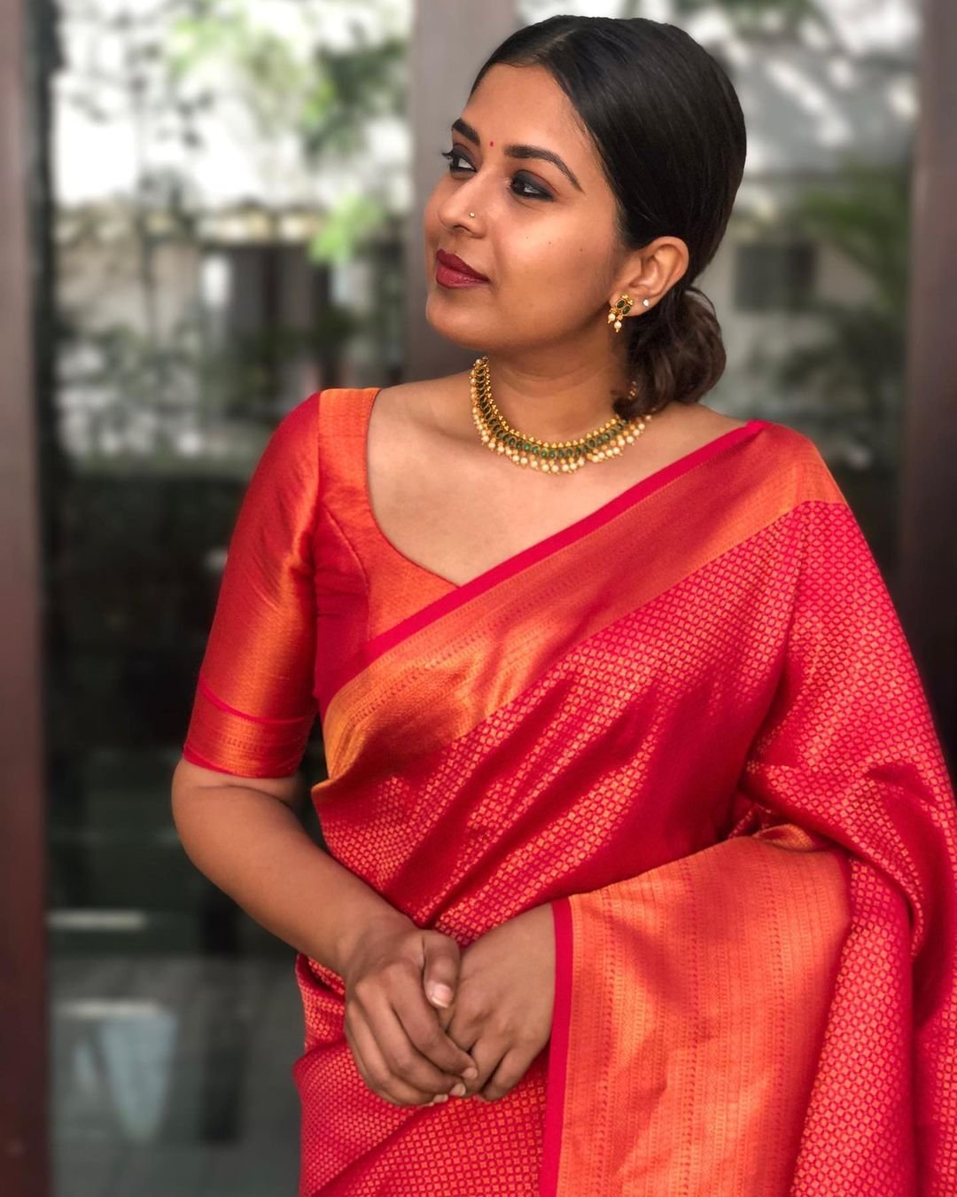 Orange Pure Kanjivaram Silk With Confounding Blouse Piece - Almaari Fashion