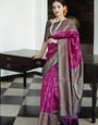 Phenomenal Purple Soft Silk Saree Weaved With Copper Zari With Imbrication Blouse Piece