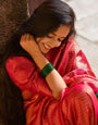 Phenomenal Red Pure Kanjivaram Silk With Imbrication Blouse Piece