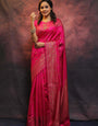 Pink Pure Kanjivaram Silk Weaved With Copper Zari Comes With Heavy Kanjivaram Brocade Blouse