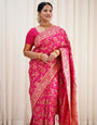 Pink Pure Kanjivaram Silk With Twirling Blouse Piece