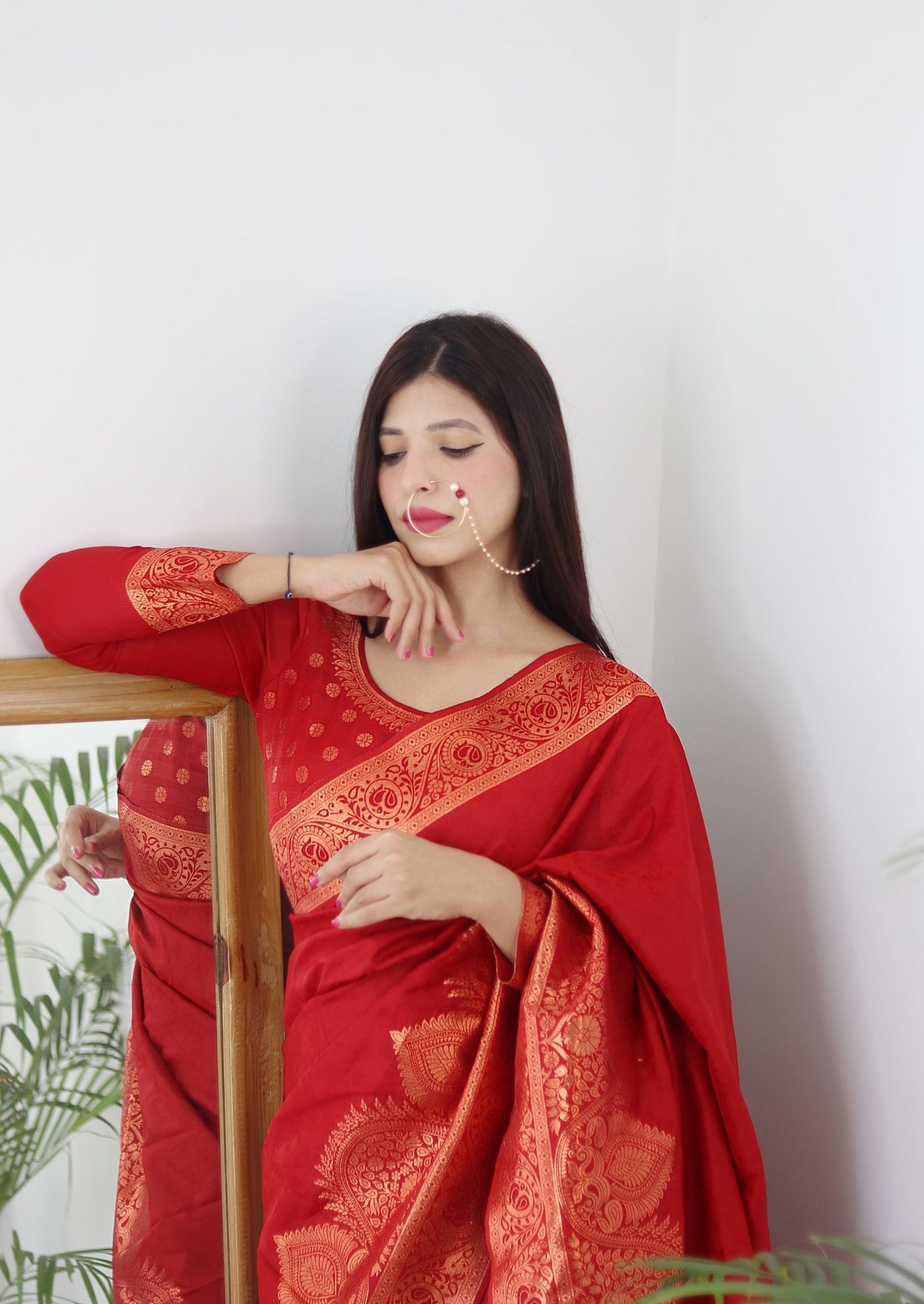 Preferable Maroon Pure Kanjivaram Silk Saree Weaved With Copper Zari Comes With Confounding Blouse Piece - Almaari Fashion